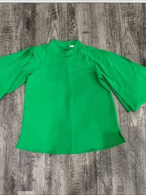 Green Women’s Blouse with Flared Sleeves
